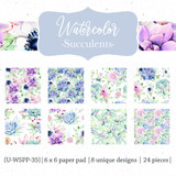 Watercolor Succulents {Paper Pack}