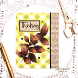 Gingham card of the branch with 'thinking of you today.'