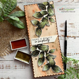 Card of the leaf branch with a butterfly and 'The greatest wealth is to be content with little.'