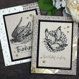 Two kraft cards featuring the dotty butterfly, captioned "Thinking of you today" and "Birthday wishes."