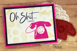 Hot pink retro telephone card stamped 'Oh sh*t… I forgot'