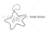Felt Star stamp sheet: a plump star ornament with a sleepy smile, round cheeks, stitched edges and a hanging loop, with 'Bright Wishes'