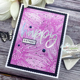 A full-panel daisy background hand-stamped on a card and lettered "Hello lovely."