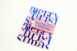 Mini pink and blue card with the typography background and a 'grateful for you at Christmas' band