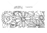 Red rubber stamp sheet: a tall slimline panel of oversized funky flowers with the 'make today amazing' and 'Thinking of you' sentiments.
