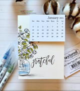 Graciellie Design's mason jar of cotton stems with 'simply blessed' and 'grateful,' a red rubber stamp shown on a handmade encouragement card.