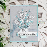Graciellie Design's mason jar of cotton stems with 'simply blessed' and 'grateful,' a red rubber stamp shown on a handmade encouragement card.