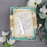 Graciellie Design's mason jar of cotton stems with 'simply blessed' and 'grateful,' a red rubber stamp shown on a handmade encouragement card.
