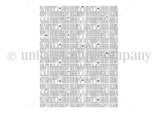Uncolored red rubber repeating 'Happy Birthday' word background by Lisa Arana.