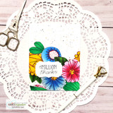 White card with a border of bright colored posies across the bottom and 'a MILLION thanks' on a label