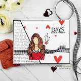 Card with a Unity girl and hearts over the script background, 'DAYS like this.'