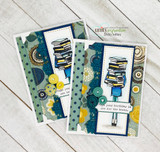 A girl holding a tall stack of books hand-stamped on a card and lettered "This is just one chapter, not the end of the story."