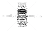 Red rubber stamp sheet of layered scripture lettering reading 'THEREFORE IF ANYONE IS in Christ HE IS A new creation. OLD THINGS HAVE passed away. BEHOLD ALL THINGS HAVE become new.' cited to 2 Corinthians 5:17.