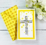 Card with the word-art cross framed in yellow floral paper.