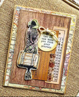 Vintage travel-themed card with Jessica Pickeral's hat-and-suitcase traveler, 'Let no one keep you from your journey.'