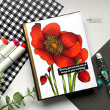 Card with a red poppy on kraft, 'Wishing you lots and lots of happy on your birthday.'