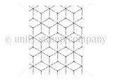 The 3D Cube Background stamp: a full panel of interlocking cubes in fine line work that stamps a geometric lattice across an A2 card front.