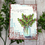 Card of the olive foliage jar on honeycomb papers, 'you are precious in my eyes.'