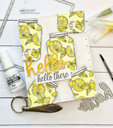 Lemon-print jars with 'hello there.'
