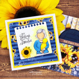 Card made with Fields of Summer paper, a grandma in a sunflower frame and 'my blessings, love your grandma'