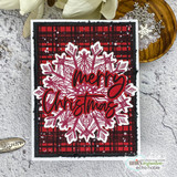 Card using the Heart of Christmas dies — 'merry Christmas' over a red plaid snowflake.