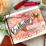 A card project showing a bold Happy Birthday greeting, paired with the greeting "You're not old, you're just vintage."