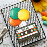 Handmade card featuring a layered scalloped and stitched rectangle die-cut frame.