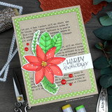 Handmade card featuring a layered scalloped and stitched rectangle die-cut frame.