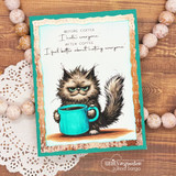 Handmade card featuring a layered scalloped and stitched rectangle die-cut frame.