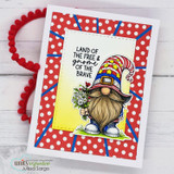 Handmade card featuring a layered scalloped and stitched rectangle die-cut frame.