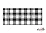 The Buffalo Check slimline stamp: a bold black and white plaid panel of overlapping squares that fills a tall card front in one press.