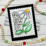 Handmade card featuring a scalloped postage-stamp die-cut frame around the artwork.