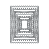 Set of nested postage-stamp-edge rectangle cutting dies in graduated sizes, from Unity Stamp Co.