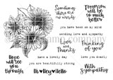 The Love You Dearly red rubber stamps — a daisy cluster with many sentiments including 'love you dearly,' 'with sympathy' and 'thinking of you.'