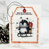 Handmade gift tag or card made with a stitched tag die.
