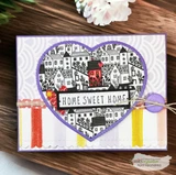'Home sweet home' card using a Dashes and Frills die-cut heart frame.