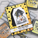 Graduation gnome on a gold star background with 'Follow your dreams gnome matter what.'