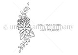 Uncolored red rubber daisy swag with 'Well, hello there' and 'Just because.'