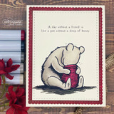 Cream scalloped card of Pooh in soft neutrals with the day-without-a-friend sentiment