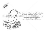Red rubber stamp image of Pooh watching a butterfly with both friendship sentiments