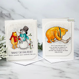 Two cards: Pooh with a snowman ('Warmest Christmas wishes') and Pooh alone with the 'hug from me to you' note.
