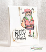 Card with a soft-colored Santa and a small 'have yourself a merry little Christmas' circle.