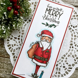 Slimline card with a red-suited Santa and 'have yourself a merry little Christmas.'