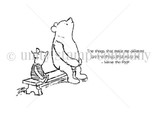 Red rubber stamp set with Winnie the Pooh and Piglet sitting together on a bench, plus the sentiment 'the things that make me different are the things that make me.'
