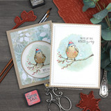 Two soft cards with the bird on a branch and 'You've got that winter swag' and 'Hey, cutie!'
