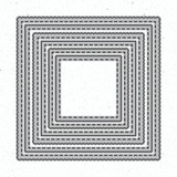 Set of nested square cutting dies with scalloped and stitched edges in graduated sizes.