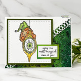 Handmade card featuring a scalloped, stitched square die-cut frame.