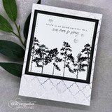 Handmade card featuring a scalloped, stitched square die-cut frame.