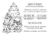 Line-art stamp sheet: Pooh and Christopher Robin by a tree with 'Christmas must be coming, said Pooh' red rubber stamps, Unity Stamp Co.