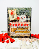 Vintage Christmas card using the Greetings of the Season word dies and 'merry christmas'